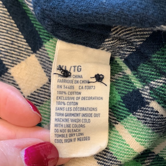 American Eagle Outfitters Athletic Fit Green & Blue 100% Cotton Flannel, XL - Picture 5 of 6
